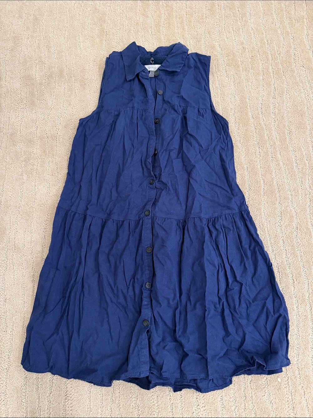 Cupio Navy Button-Front Collared Top